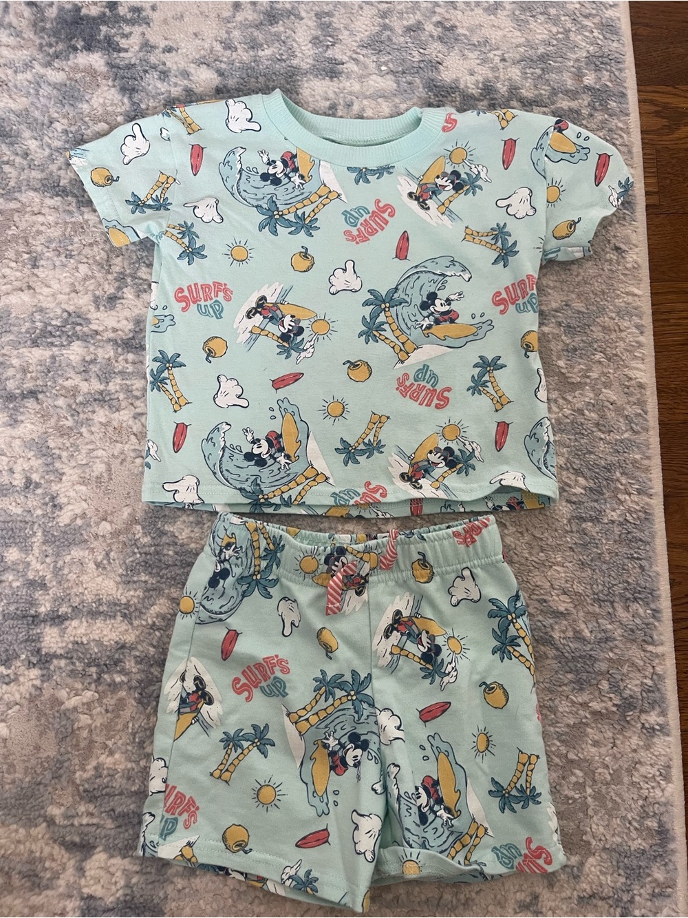 Kids' Mint Surf Print  Set - Short Sleeve & Shorts